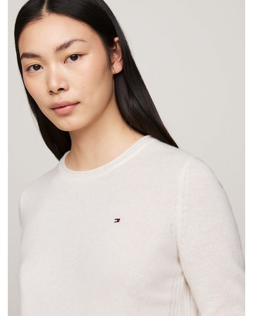 Tommy Hilfiger White Pure Crew Neck Jumper