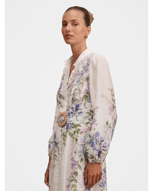 Forever New White Sheridan Printed Midi Shirt Dress
