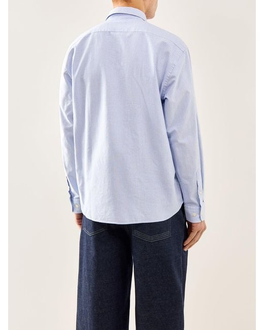 SELECTED Blue Sander Relaxed Oxford Shirt Stripe for men