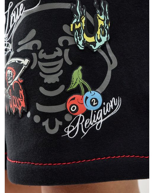 True Religion Blue Big T Fleece Sweat Shorts for men
