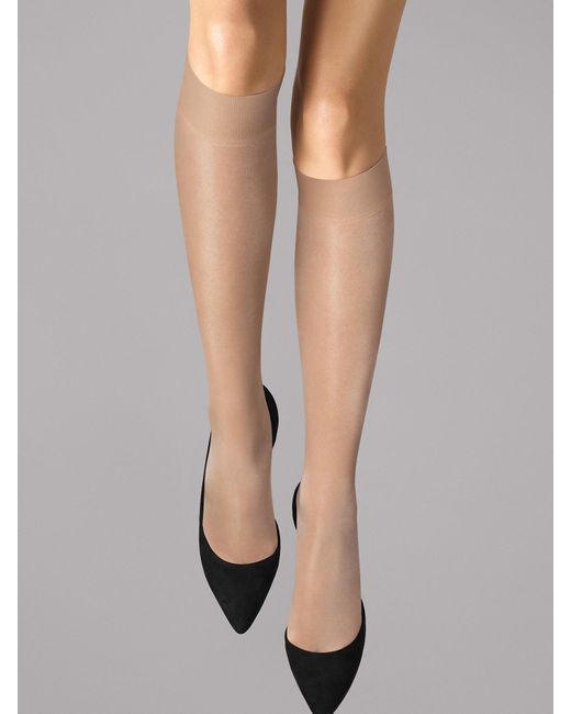 Wolford White Women's Satin Touch Knee Hi