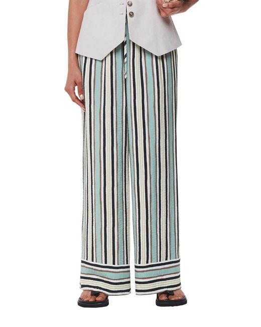 Whistles White Nicola Stripe-Print High-Rise Woven Trousers