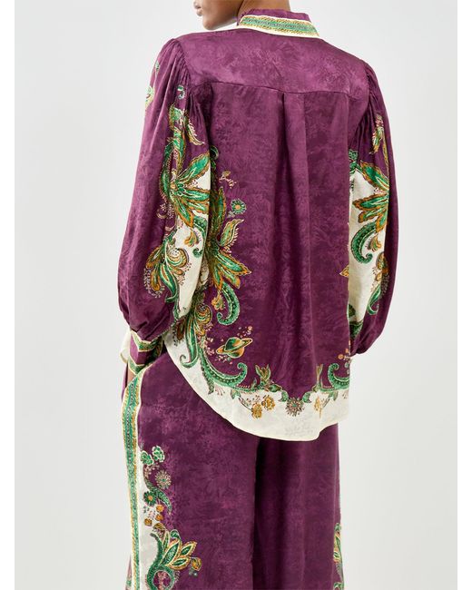 ALÉMAIS Purple Ruthie Silk Blend Shirt, Viscose/Silk