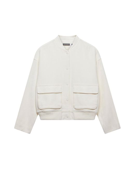 Mint Velvet White Women's Cream Textured Bomber Jacket