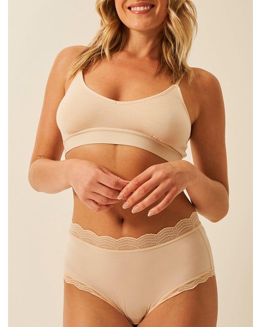Stripe & Stare White High Rise Knicker 4 Pack Nude