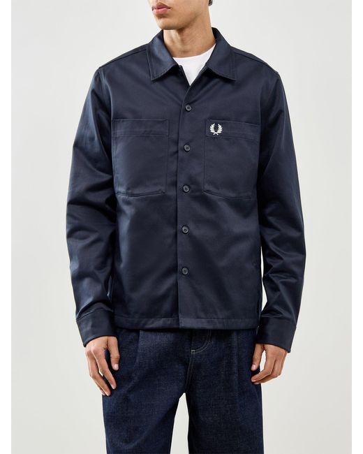Fred Perry Blue Twill Overshirt for men