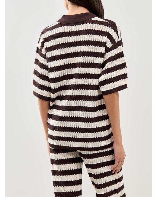 Pretty Lavish Natural Venezia Stripe Polo Top