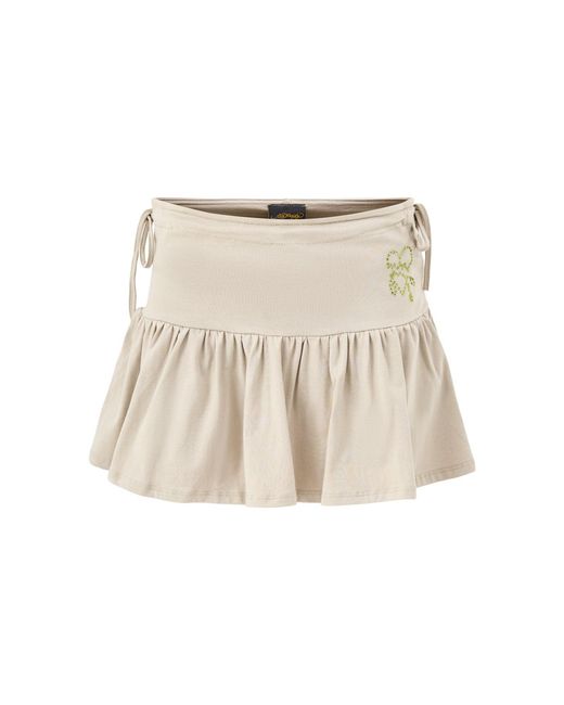 Ed Hardy Natural Broken Hearts Ruffle Mini Skort