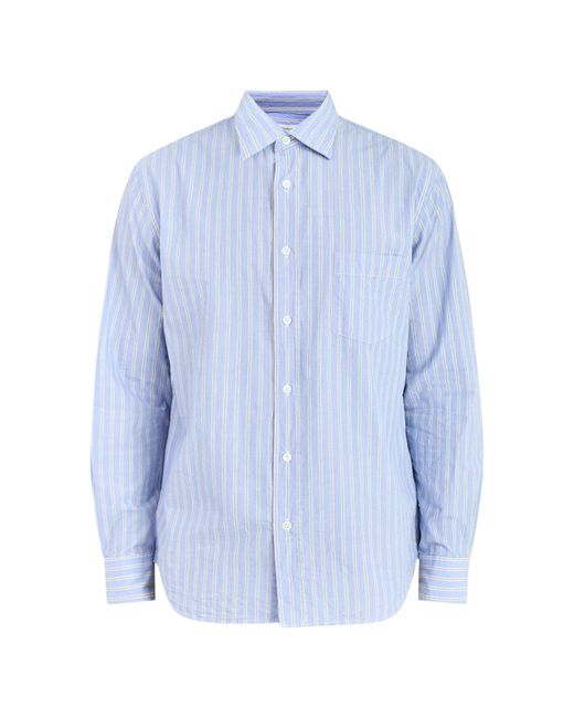 Hartford Blue Paul Poplin Long Sleeve Shirt for men