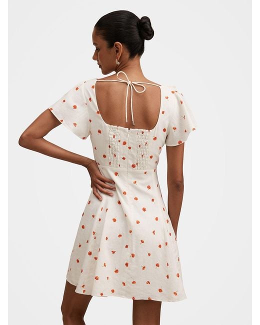 Forever New White Riley Petite Ruffle Neck Mini Dress