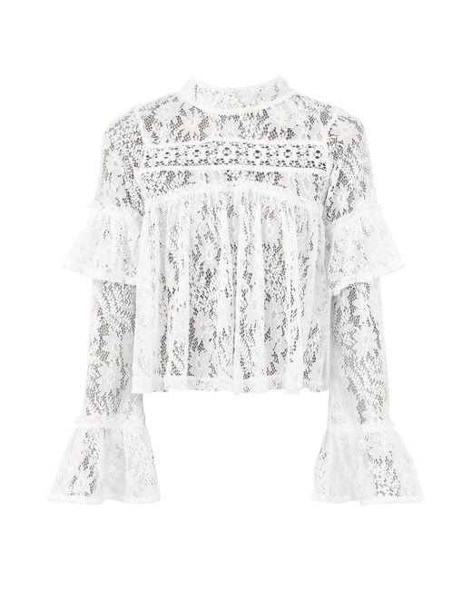 Free People White Lilabeth Lace Top
