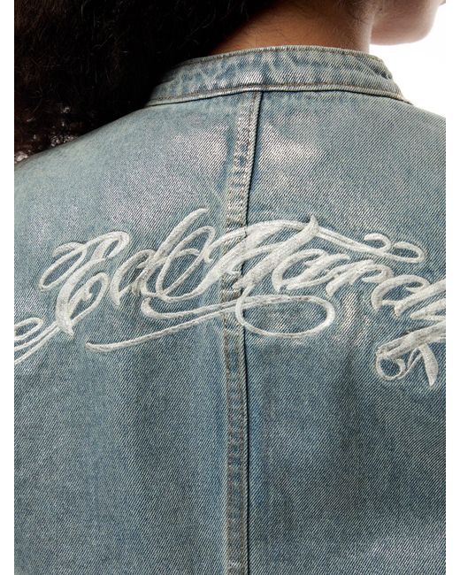 Ed Hardy Blue Rose Skull Butterfly Denim Motocross Jacket