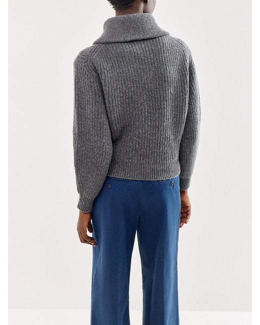 Weekend by Maxmara Gray Laser Zip Neck Jumper