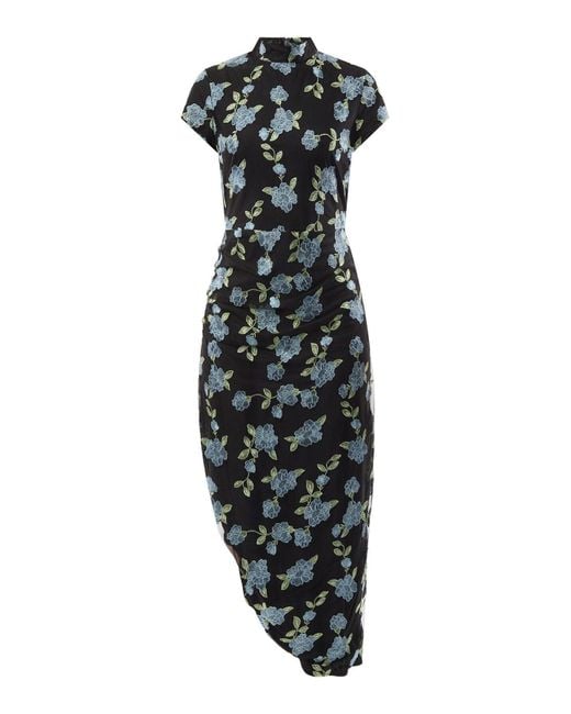 ROTATE BIRGER CHRISTENSEN Black Women's Mesh Asymmetric Dress