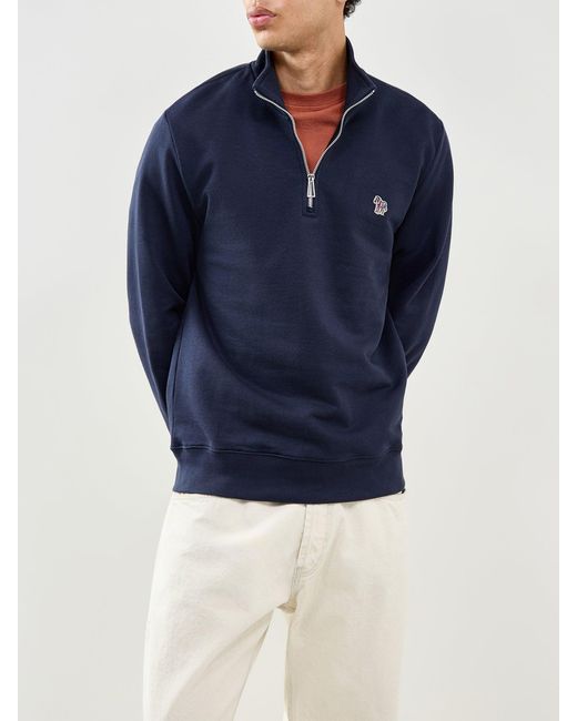 Paul Smith Blue Zebra Quarter Zip Sweatshirt for men