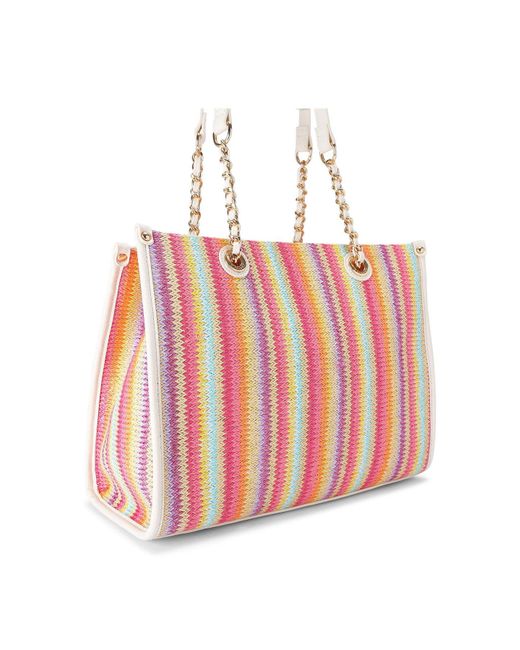 Carvela Kurt Geiger Pink Leila Raffia Tote Bag