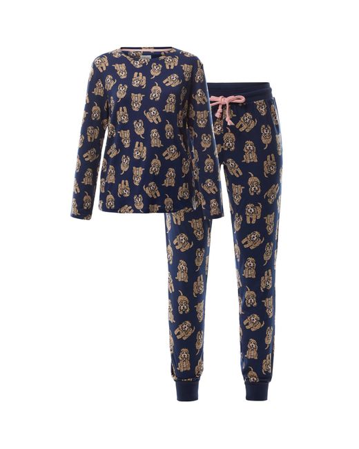 Chelsea Peers Black Women's Cockapoo Print Long Pyjama Set
