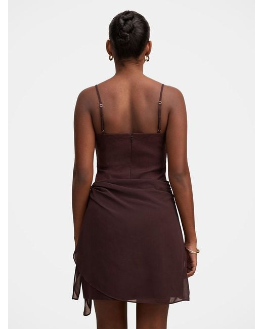 Forever New Brown Sienna Petite Sarong Mini Dress
