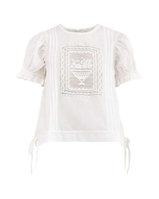Damson Madder White Mabel Lace Insert Blouse