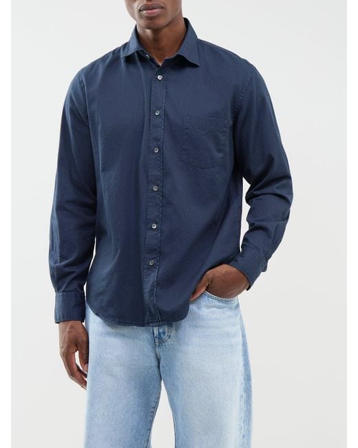 Hartford Blue Paul Peach Twill Shirt for men
