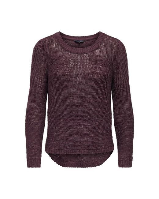 ONLY Purple Geena Xo Crew Neck Jumper Burgundy