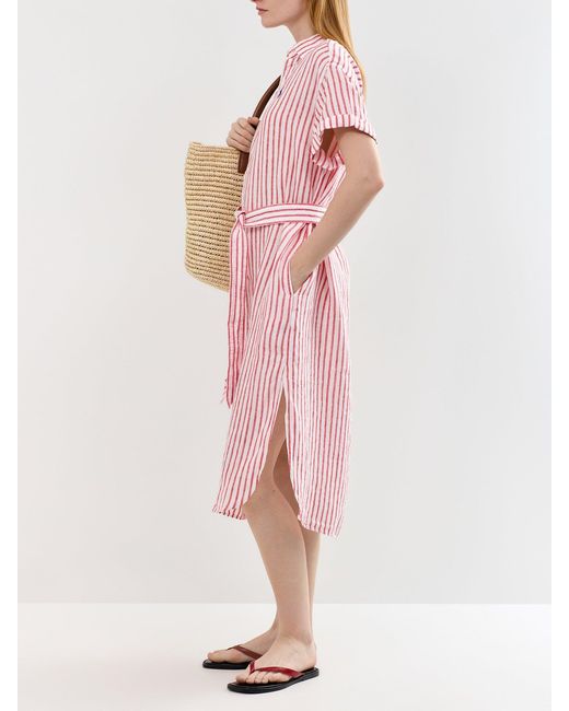 Polo Ralph Lauren Pink Midi Stripe Ss Shirt Dress