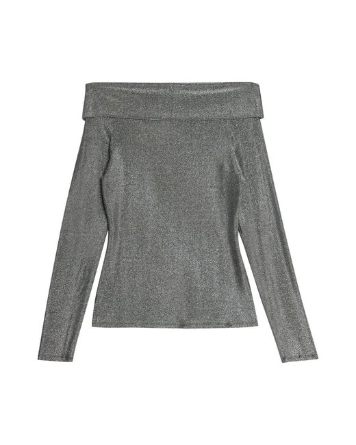 Albaray Gray Glitter Bardot Top