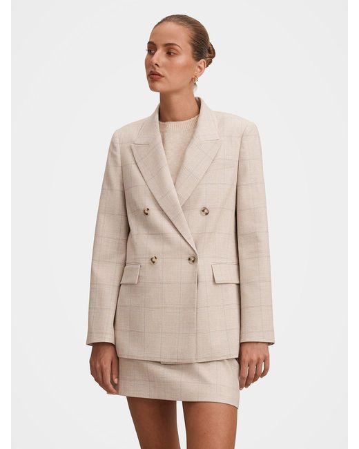 Forever New White Lottie Double Breasted Blazer