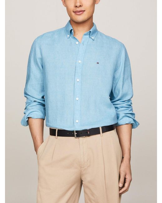 Tommy Hilfiger Blue Pigment Dyed Regular Fit Shirt for men