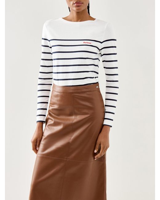 Barbour White Bradley Top Cloud Strpe