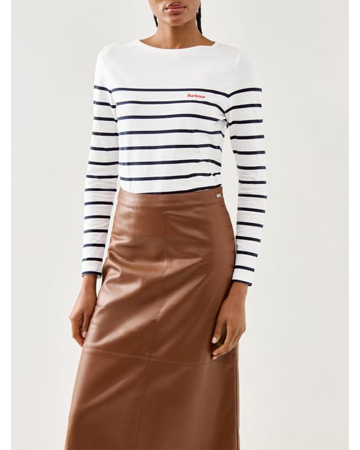 Barbour White Bradley Top Cloud Strpe