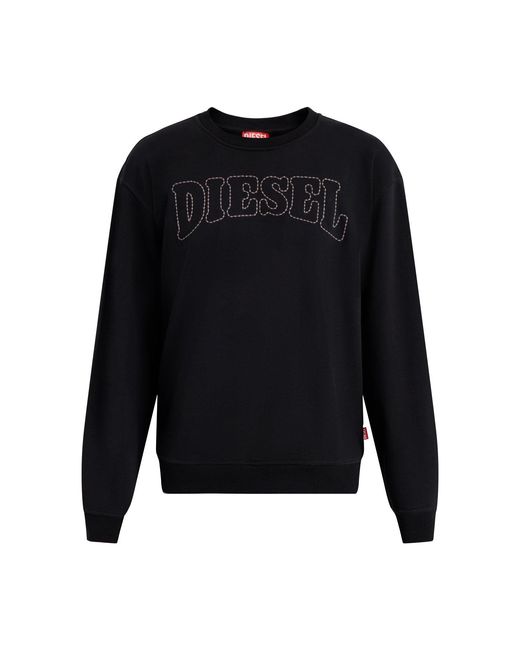 DIESEL Black Norm-V10 Logo Stitching Sweatshirt for men