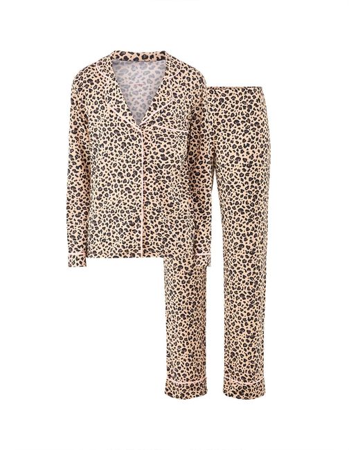 Stripe & Stare Natural Long Pyjama Set Leopard