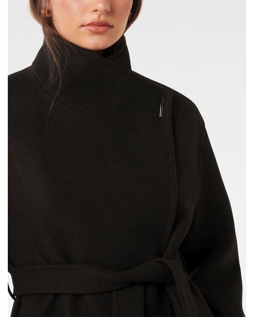Forever New Black Women's Lola Funnel Neck Wrap Coat