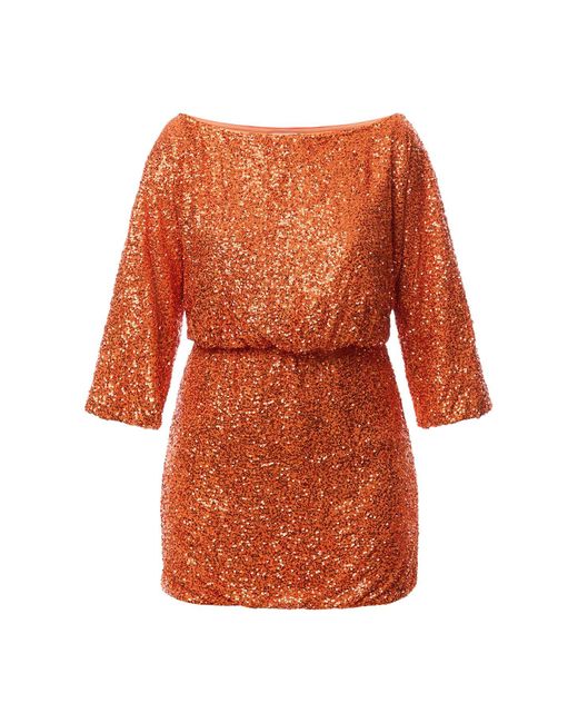Never Fully Dressed Orange Rust Sequin Tilly Dress