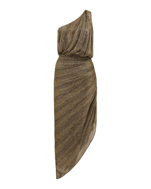 Forever New Natural Cassidy One Shoulder Plisse Midi Dress