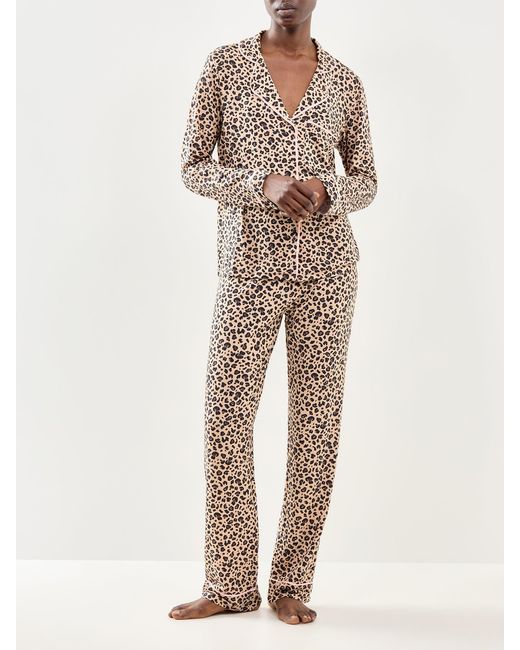 Stripe & Stare Natural Long Pyjama Set Leopard