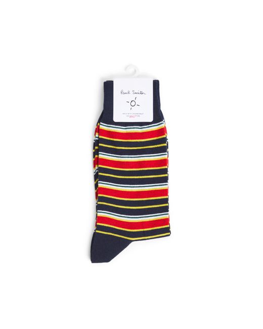 Paul Smith White Men's Sock Emlio Stripe for men