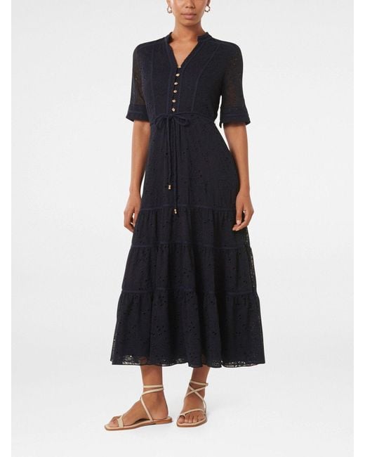 Forever New Black Women's Rachel Embroidered Short Sleeves Midi Dress