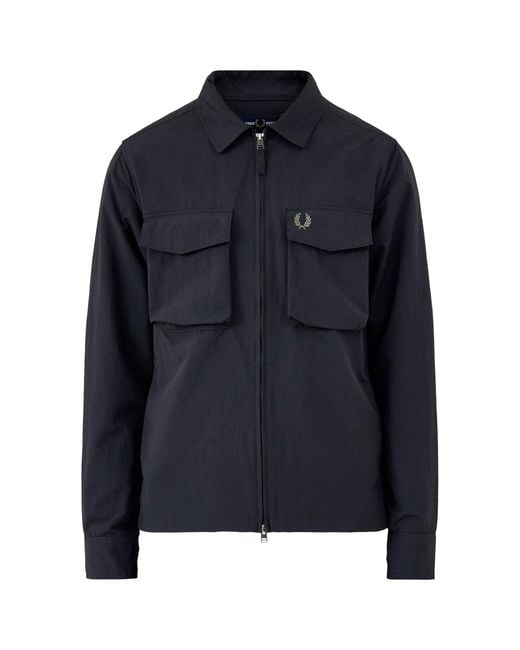 Fred Perry Blue Ripstop Overshirt for men