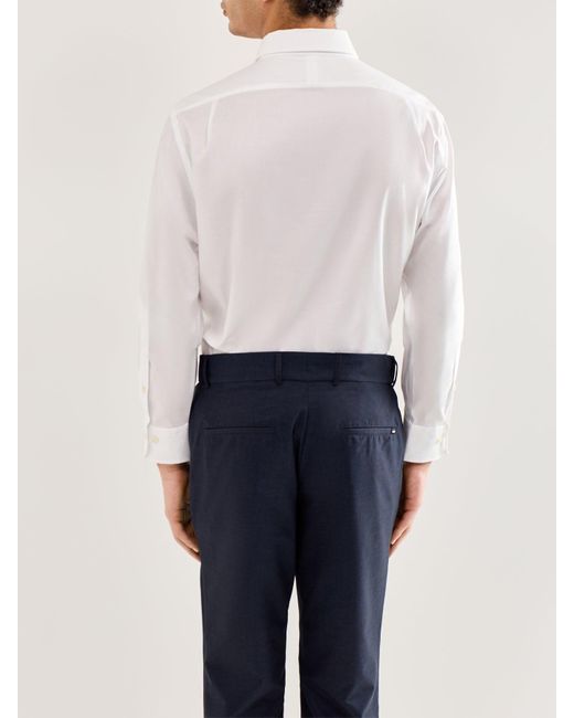 Polo Ralph Lauren White Custom Fit Textured Tonal Oxford Shirt Light for men