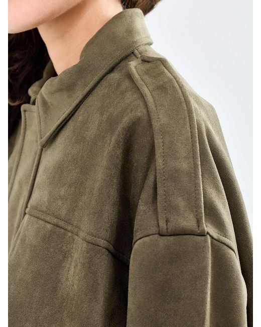 ONLY Green Faux Suede Bomber Jacket