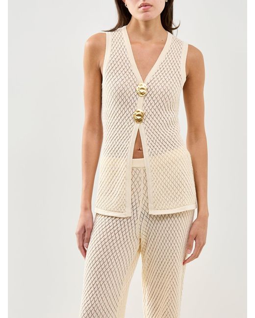 Pretty Lavish Natural Imani Pointelle Knit Waistcoat