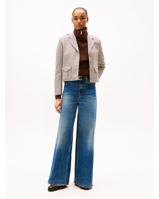 Tommy Hilfiger Blue High Rise Wide Leg Jeans Mid Denim