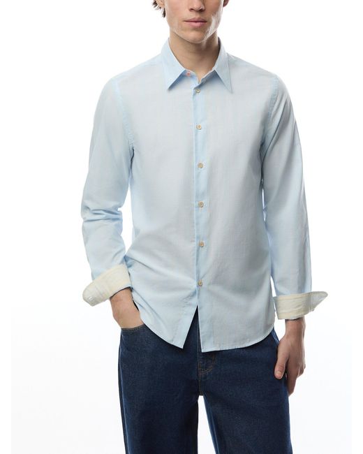 Paul Smith Blue Textured Pin Stripe Tailored Shirt for men