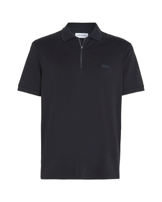 Calvin Klein Black Welt Zip Polo Shirt for men