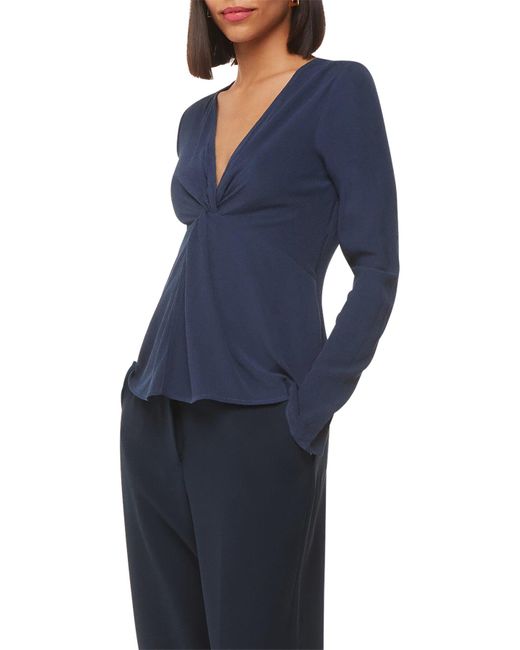 Whistles Blue Women's Twist Front Textured Top