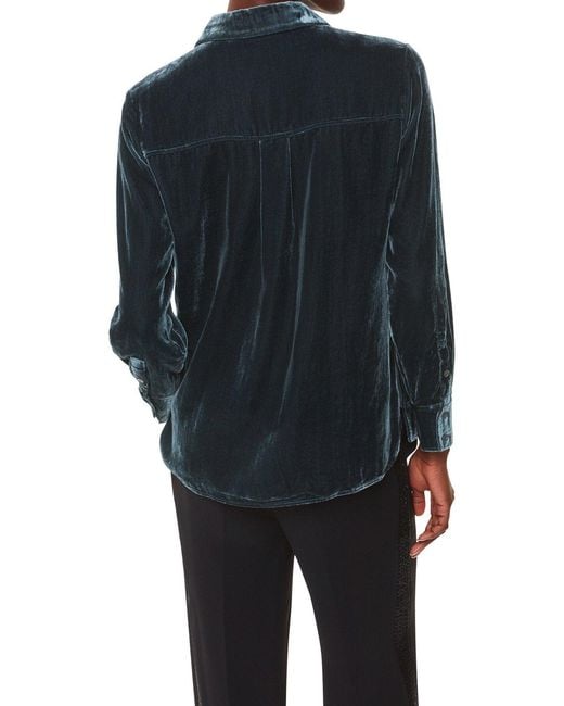 Whistles Blue Women's Lara Velvet Shirt