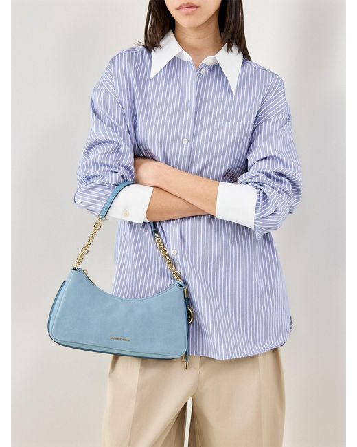 Michael Kors Blue Nolita Medium Chain Pouchette Bag
