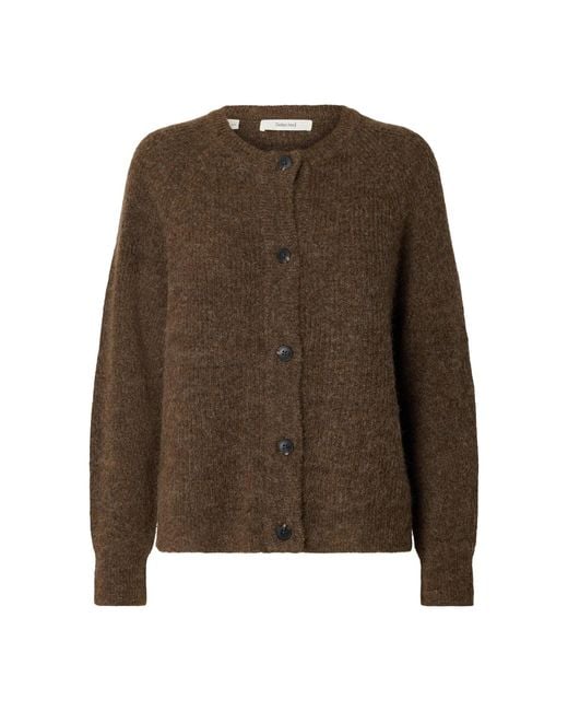 SELECTED Brown Lulu Knit Short Cardigan